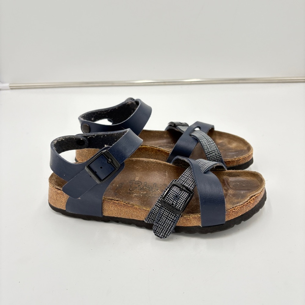 Birkenstock Birkis Rio Navy Blue White Leather Sandals Strappy Buckle EU 35 US 5